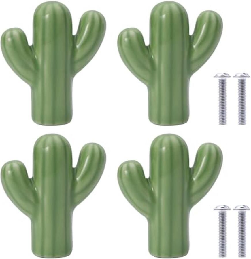 Keramische Cactusvorm Deurklinken 4 Stuks Meubelknoppen voor Kinderkamers Keukens en Kasten