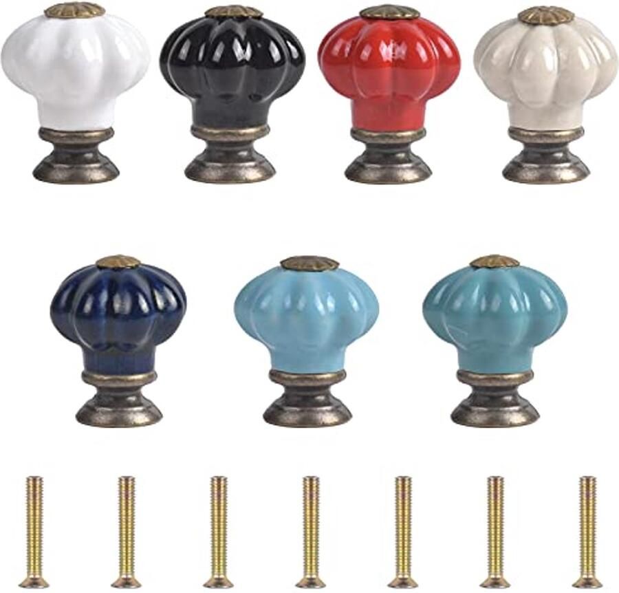 Keramische Deurknoppen Set van 7 Vintage Meubelknoppen voor Keuken en Kasten