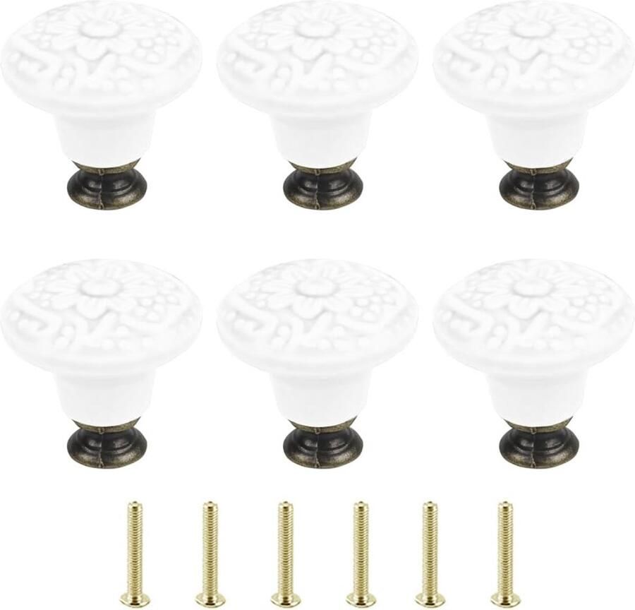 Keramische Kastgreep Elegante meubelgrepen 6 stuks Wit Keramiek