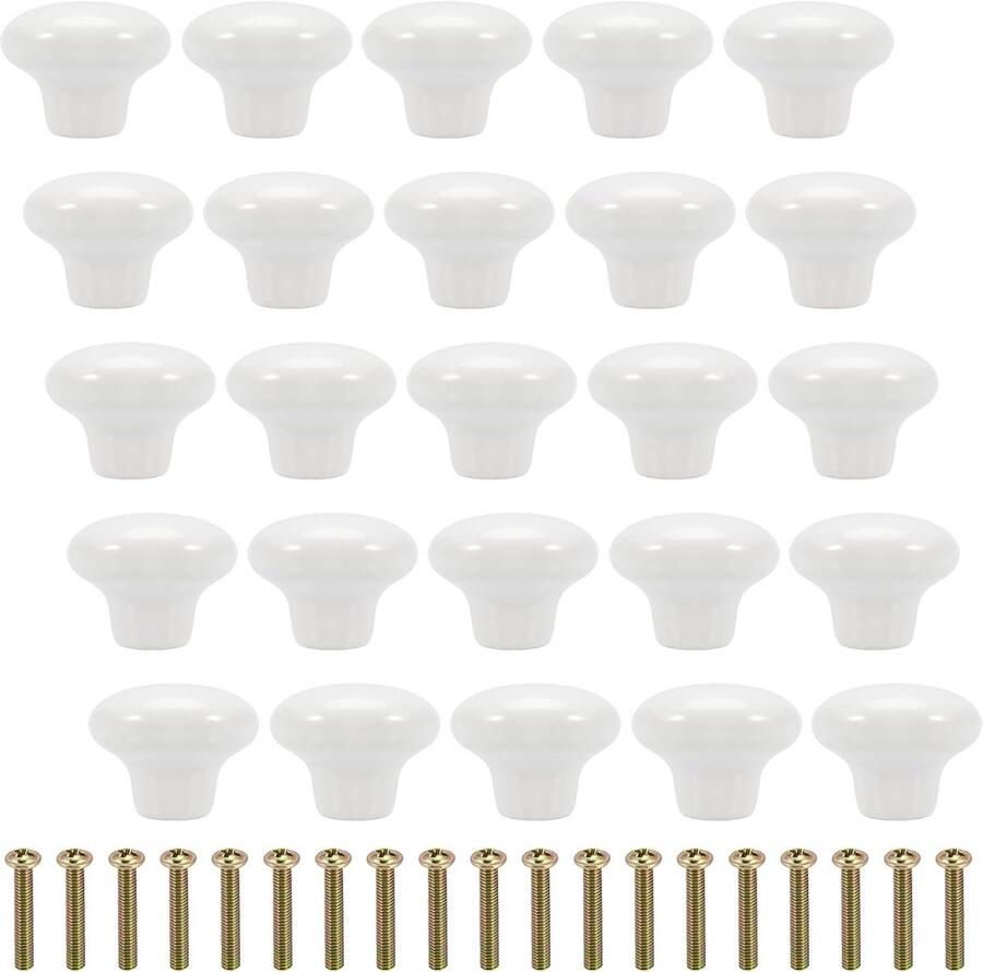 Keramische Kastknoppen Ronde Ladegrepen 30 stuks Wit 32 mm