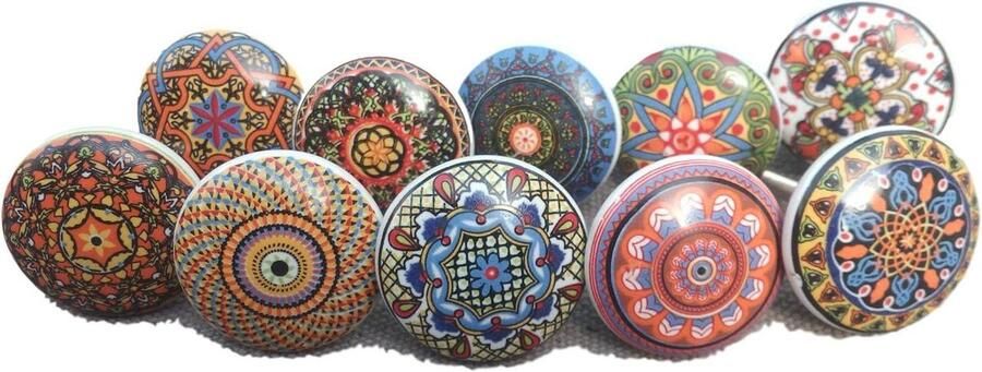 Keramische Knoppen Vintage Look Bloemendesign 20 Stuks Xfer 002