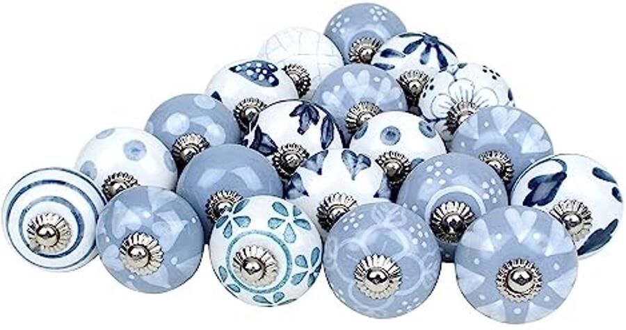 Keramische knoppen voor kastdeuren en laden veelkleurig bedrukt set van 20 decoratief en glanzend