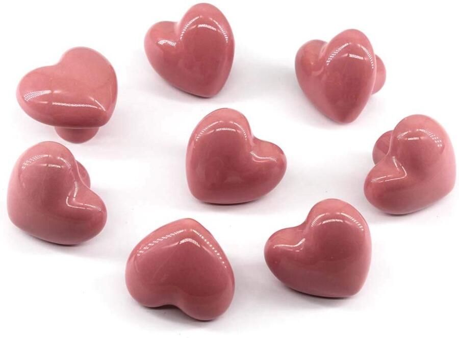 Keramische Ladeknop Hartvorm Set van 8 Voor Kinderkamer Decoratief