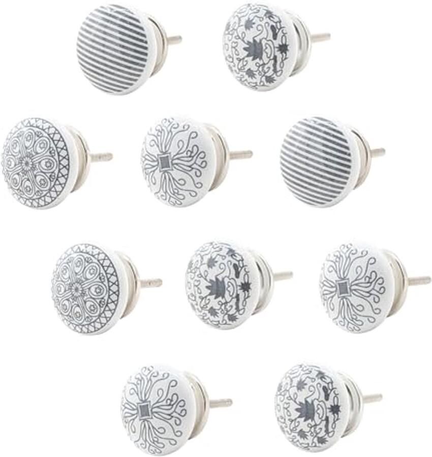 Keramische Meubelknop in Wit Shabby-Chic en Art Deco Stijl voor Dressoirs en Laden