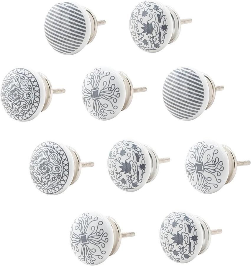Keramische Meubelknop in Wit Shabby-Chic en Art Deco Stijl voor Dressoirs en Laden