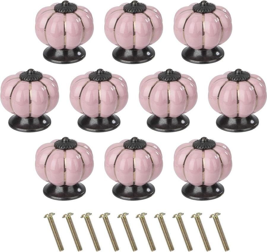 Keramische Meubelknop Pompoen Roze 10 Stuks Lade Knop Kast Knoppen met Schroef kastknoppen kinderkamer