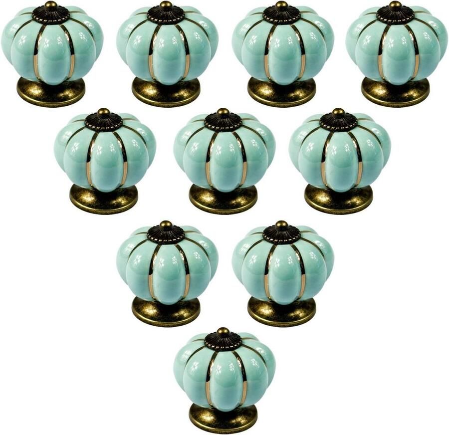 Keramische Meubelknoppen in Vintage Stijl Set van 10 stuks Lichtblauw Voor Kasten en Laden
