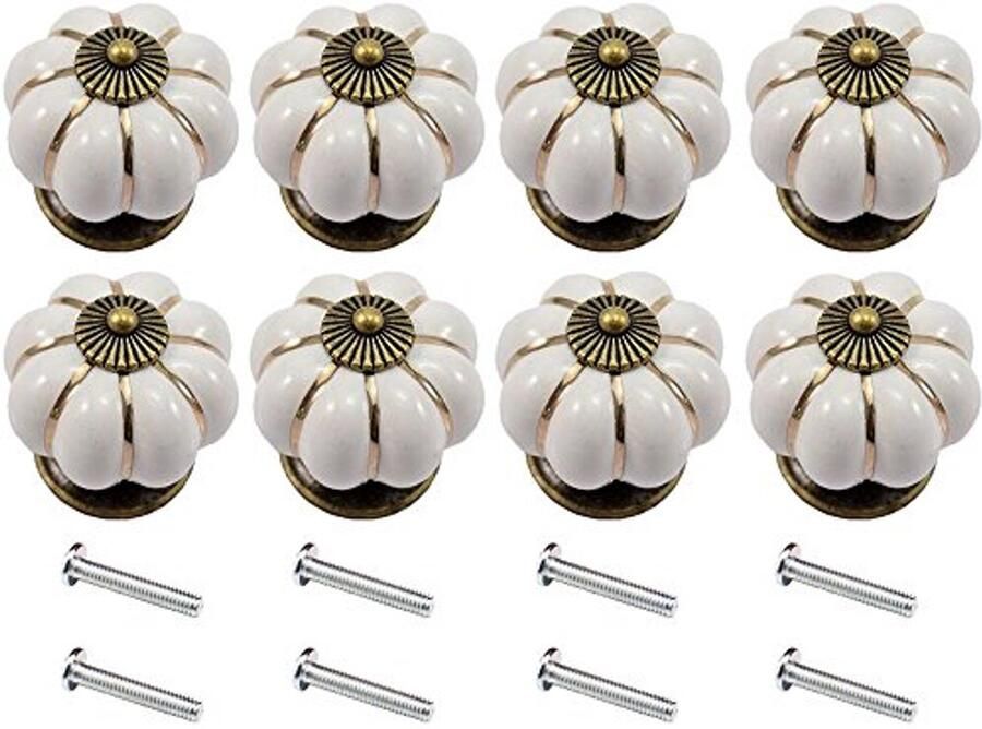 Keramische Pompoen Handvat Knoppen voor Meubels (8 Stuks)