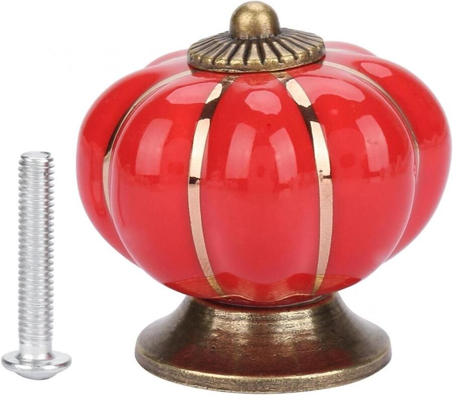 Keramische Pompoen Kast Knoppen Europese Stijl Handgrepen Designer Handvat Pull voor Kamerkasten Handgeschilderde Ladekasten 8 Kleuren (Rood)