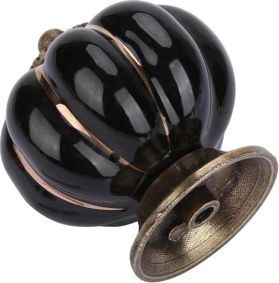 Keramische Pompoen Knoppen Vintage Schattig Kabinet Lade Grepen Trekt Handvat voor Kast Dressoir Keuken Meubilair Kwekerij Zwart