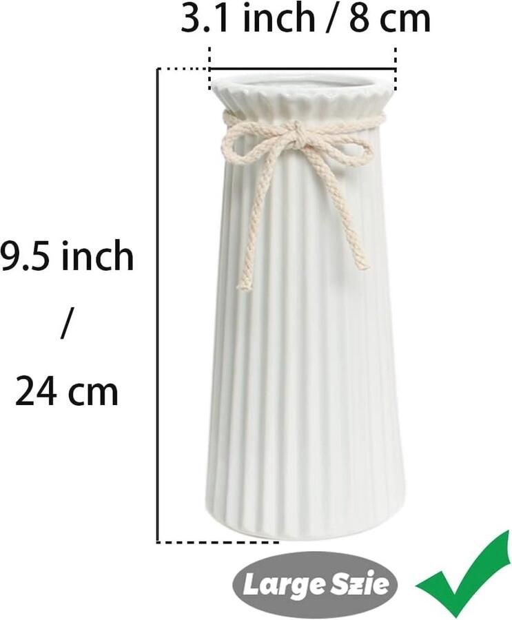Keramische Vaas 24 CM Minimalistische Decoratie voor Tafel en Plank Wit