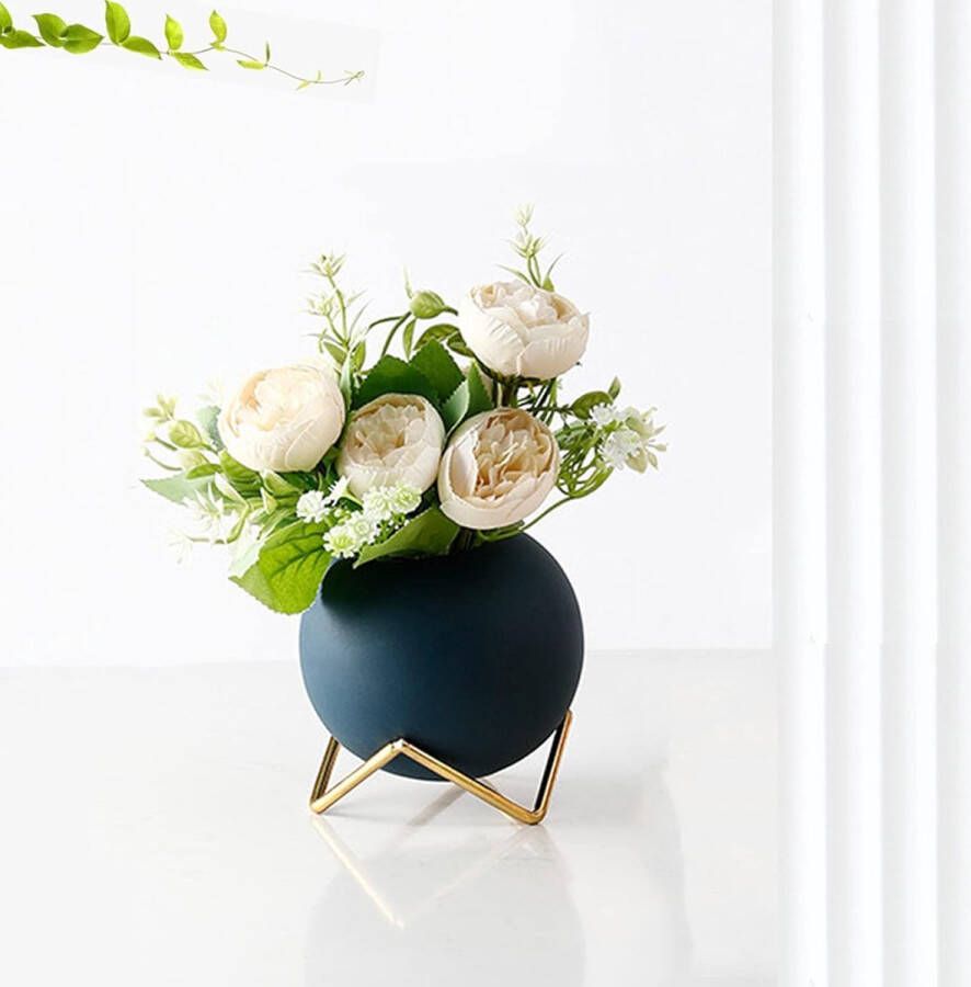 Keramische vaas blauwe vaas van hoge kwaliteit tafelvaas met Scandinavische stijl kleine vaasjes creatieve woonkamer kast decoratie eettafel vintage decoratie cadeau voor boeketten takken of als een