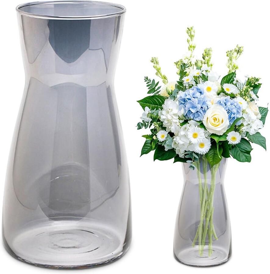 Keramische vaas bloemenvaas minimalistisch modern lichtgrijze decoratieve vazen ​​voor decoratie met pampasgras voor thuis woonkamer eettafel kantoordecoratie