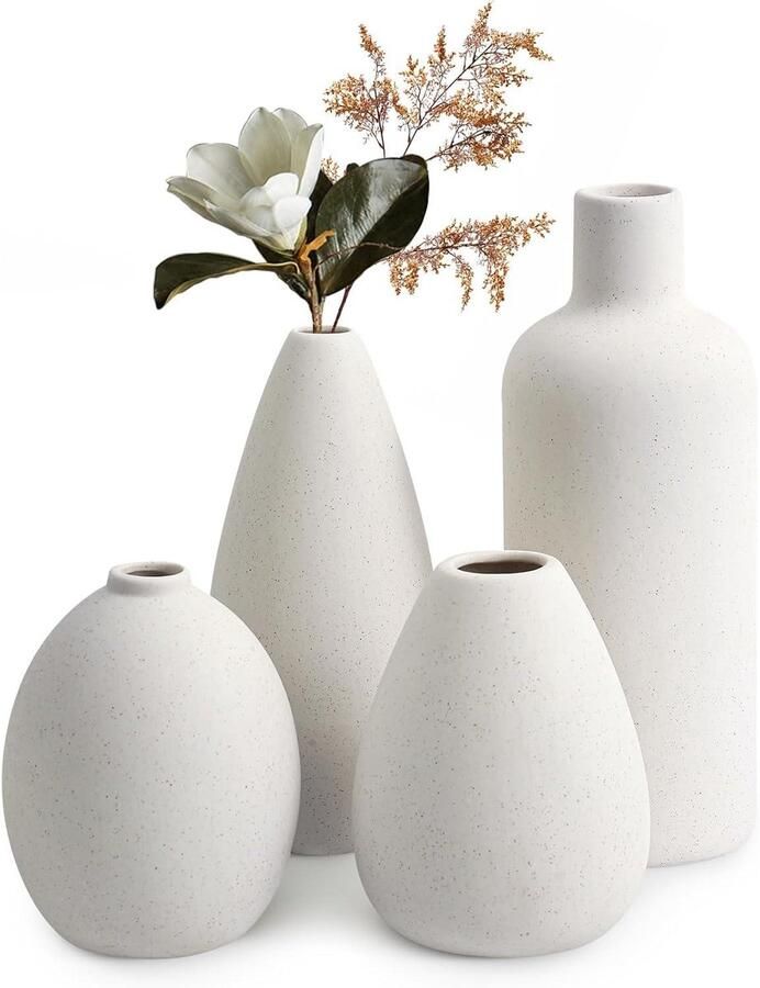 Keramische vaas set van 4 kleine vazen voor bloemen unieke bloemenvazen voor middenstukken decoratieve moderne vazen voor thuisdecoratie tafel entree