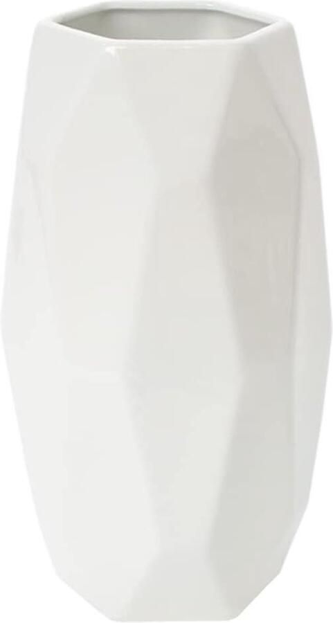 Allecto Premium Witte Bloemen Keramische Vaas 20CM voor Moderne Tafel Decoratie