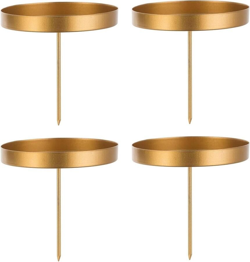 Allecto Plus Advent krans kaarsenhouder set van 4 DIY kandelaar Kerst decoratie Christelijke tafel middenstuk Seizoensgebonden deco Goud Feestdagen sfeer creëren