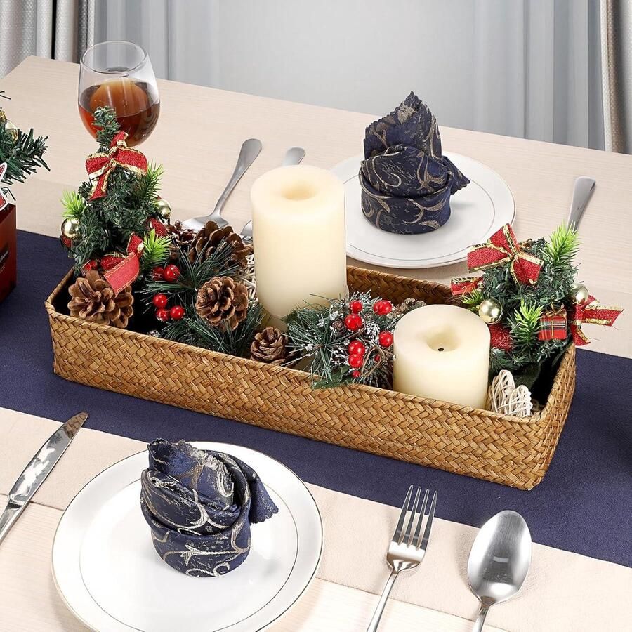 Kerst Cadeaumand Geweven waterhyacint opbergmand natuurlijke mand voor zeegras rieten mand badkamer toiletwatertank 42 x 14 x 7 cm