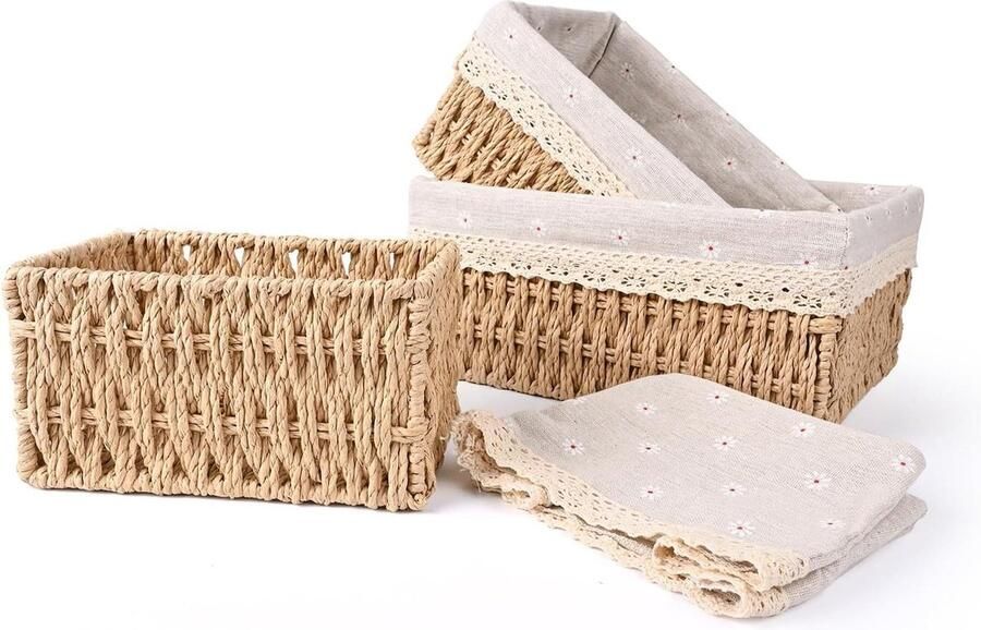 Kerst Cadeaumand Opbergmand Set van 3 Gevlochten Manden Decokorb Bruiloft Planken Bureaus Decoratieve Mand Baby Mand Tafel Speelgoed Mand Eettafel Kinderkamer Woonkamer