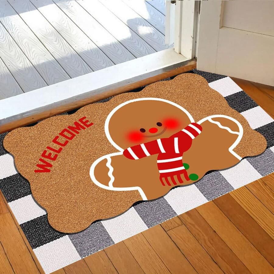 Kerst keukenmat schattig antislip gewatteerd tapijt kerst keukenvloermat anti-vermoeidheid wasbaar comfort vloerkleed geschikt voor kerstdecoratie 40 x 60 cm
