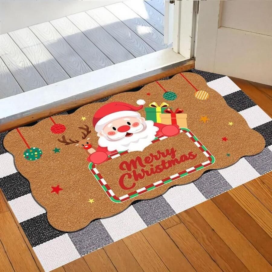 Kerst keukenmat schattig antislip gewatteerd tapijt kerst keukenvloermat anti-vermoeidheid wasbaar comfort vloerkleed geschikt voor kerstdecoratie 40 x 60 cm