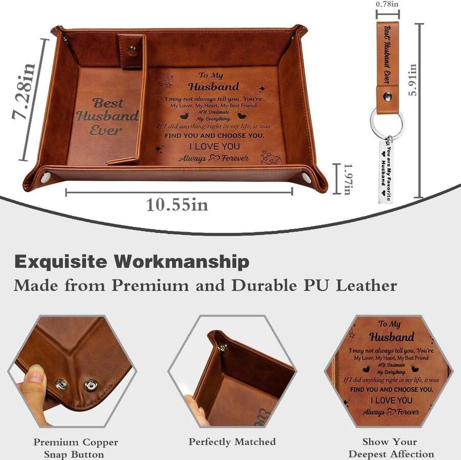 Kerst Nachtkastje Organisator Lederen Valet Tray Cadeau voor Hem Vrouw Vriendje Sleutelorganisator Verjaardag Paar Valentijnsdag Man Sieradenopberger