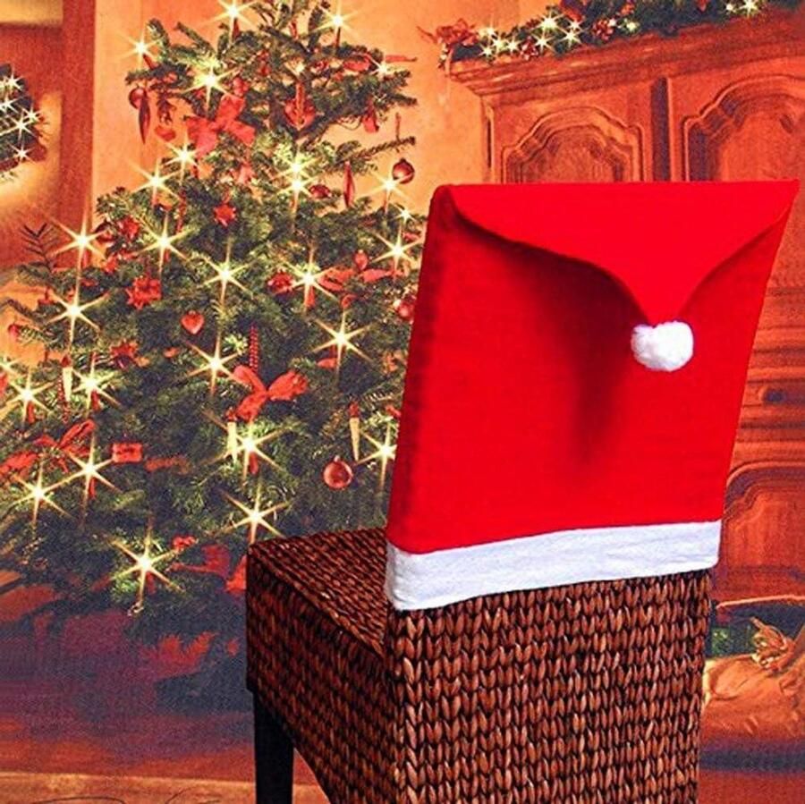 Kerst Stoelhoezen Kerst Stoelhoes Kerstdecoratie Voor Stoelen 6 stuks Eetkamerstoelen Rood