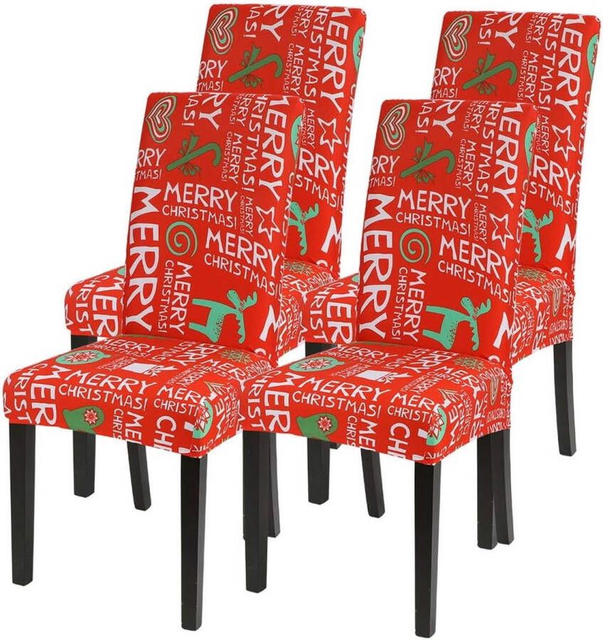 Kerst stoelhoezen voor Kerstmis 1- 2- 4- 6-delige set stretch moderne stoelhoezen decoratie universele pasvorm voor eetkamer feest banket