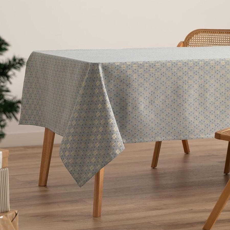 Kerst Tafelkleed Goudkleurig garen 1 stuk Katoen 140 x 240 cm