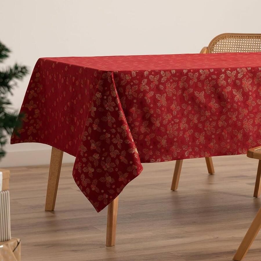 Kerst Tafelkleed Jacquard Rood 140 x 200 cm