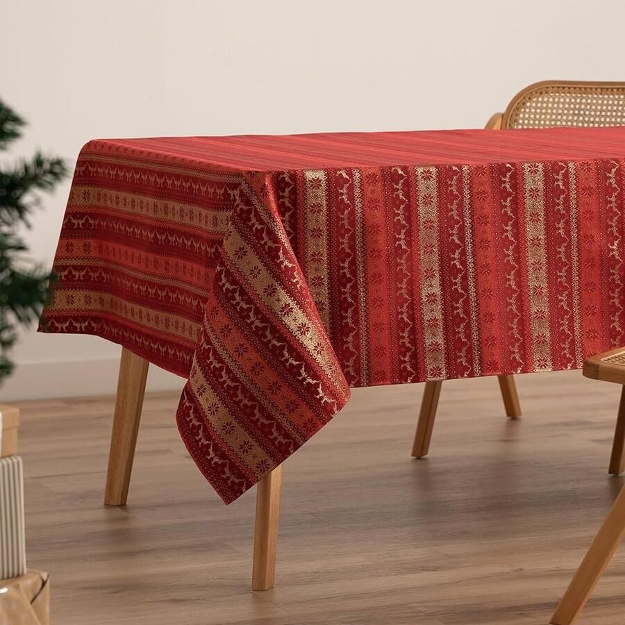 Kerst Tafelkleed Jacquard Rood 140 x 200 cm
