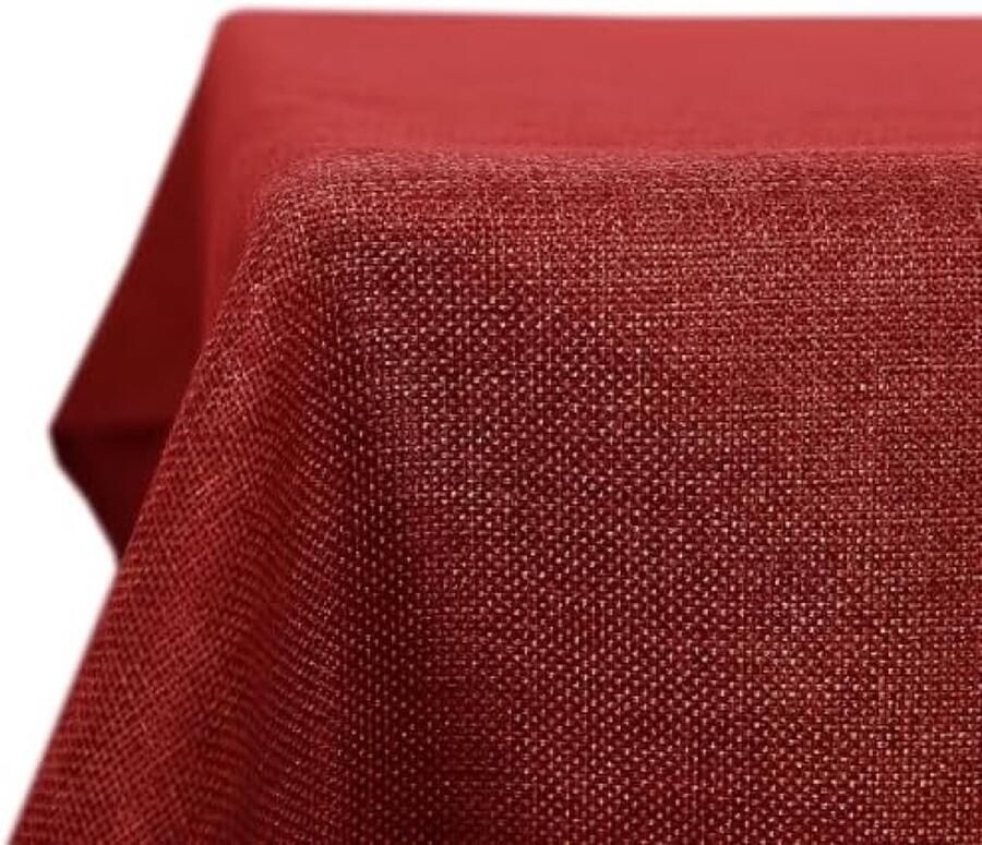 Kerst Tafelkleed Linnenlook Waterproof Vierkante Afwasbaar Tafeldoek Lotuseffect voor Feestdag Eettafel Rood 130x130cm