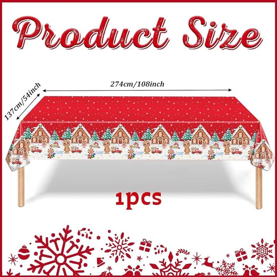 Kerst tafelkleed Peperkoek man 1 stuk Waterdicht 137 x 274 cm