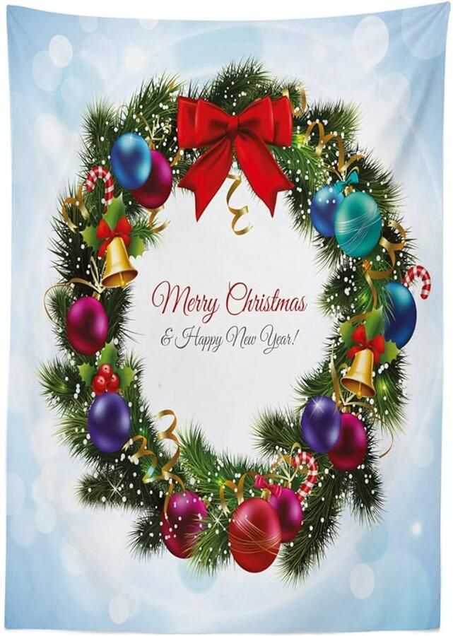 Kerst Tafelkleed Ronde Groene Krans 1 stuk Stof 140 x 170 cm