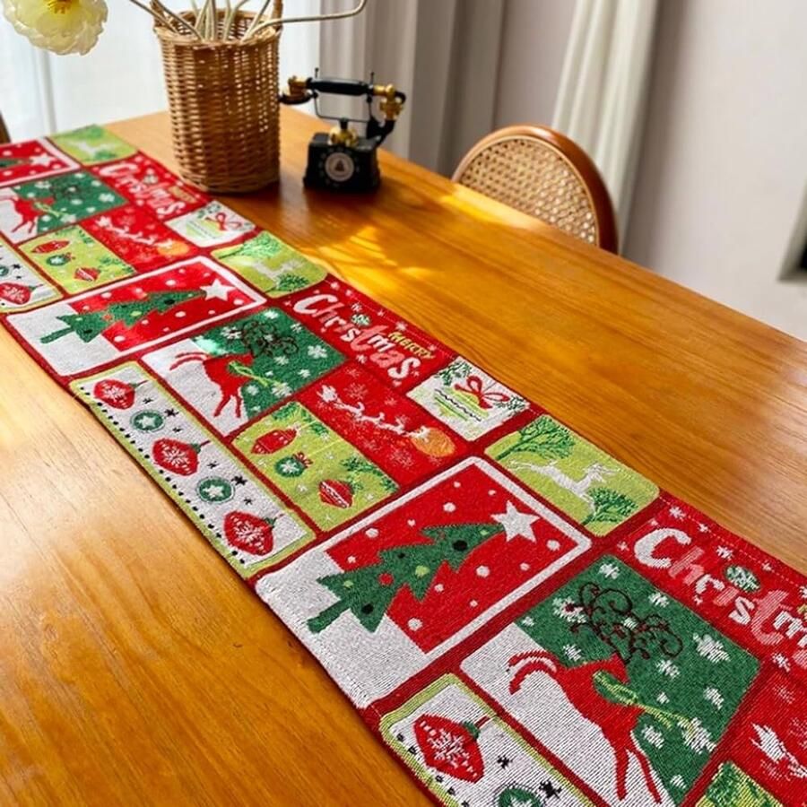 Kerst Tafelloper Mix Kleuren Perfect voor Feestdagen