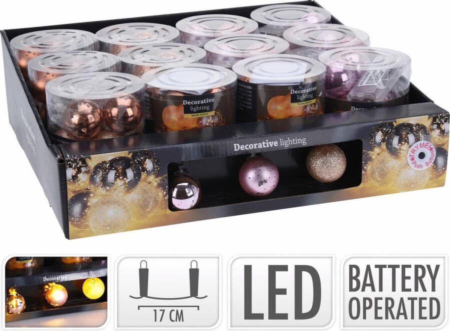 Kerstballen met lampjes 10st