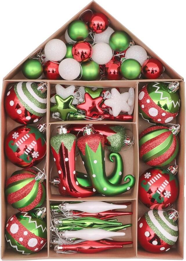 Kerstballen Set 70 Stuks 3-8 cm Onbreekbare Ornamenten voor Kerstboomdecoratie