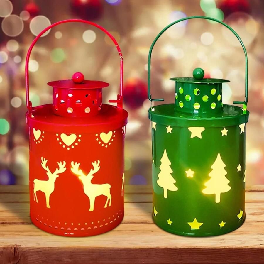 Kerstdecoratie 2 stuks vlamloos windlicht decoratieve lamp hangende led-kerstlantaarn 126 cm sfeerlicht warm wit licht voor carnaval tuin elk huis