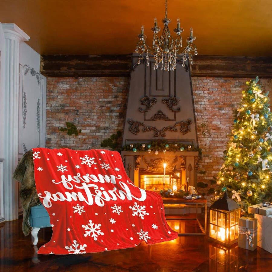 Kerstdeken 130 x 150 cm flanellen deken bank knuffeldeken Classy kerstworp sherpa-deken omkeerbaar zacht licht dutje fleecedeken voor bed bank vakantie decoratie