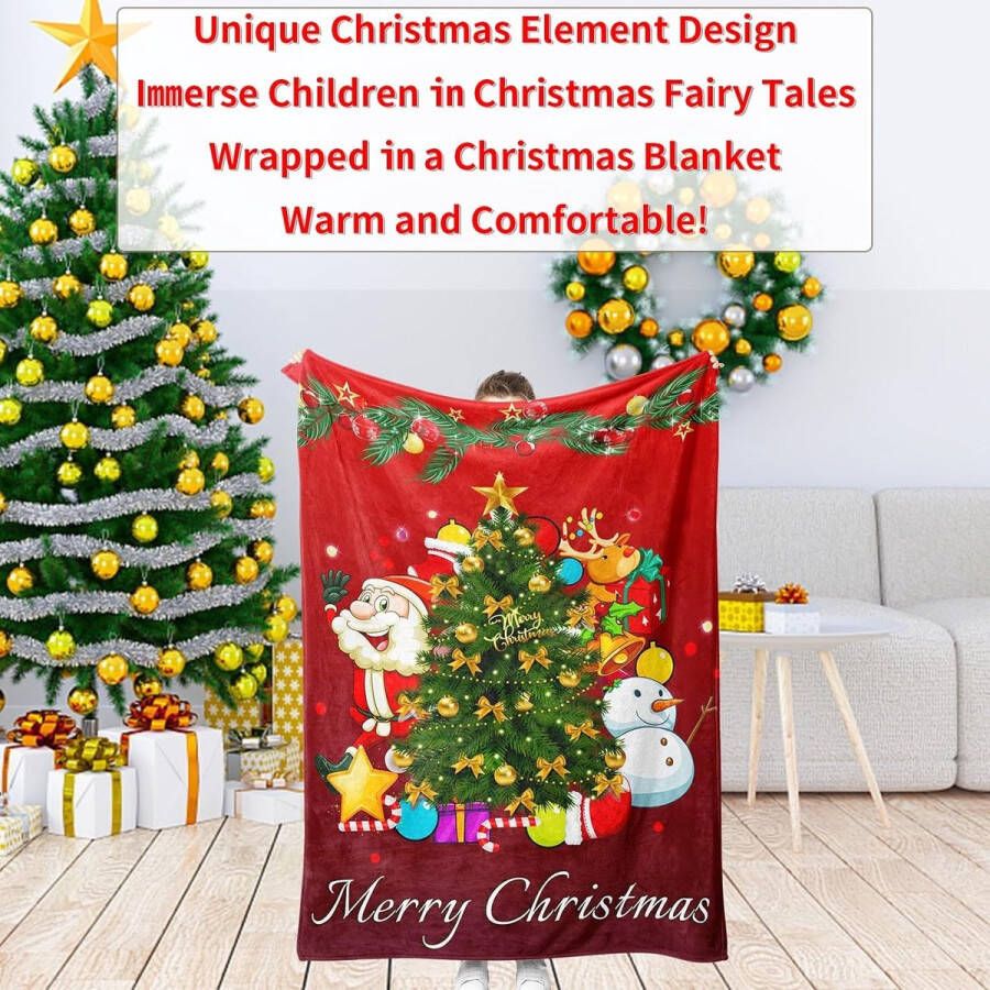 Kerstdeken voor de bank knuffeldeken wollige fleecedeken 3D-gedrukt kerstpatroon zacht licht dutje pluizige deken flanellen deken 150 x 200 cm G