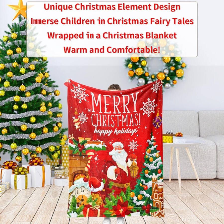 Kerstdeken voor de bank knuffeldeken wollige fleecedeken 3D-gedrukt kerstpatroon zacht licht dutje pluizige deken flanellen deken 150 x 200 cm