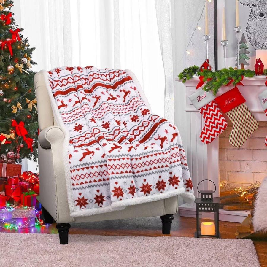 Kerstdekens en gooien vakantie scherpe deken voor bank zacht kerst sneeuwpatronen fleece plaid deken dikke warme winter gezellige flanellen deken (50 x 60 inch kerst)