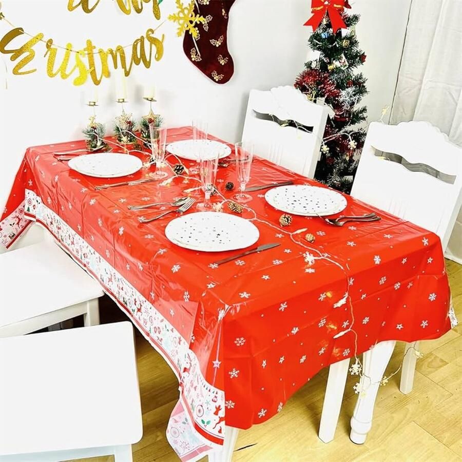 Kerstfeest tafelkleed Elanden Notenkraker 1 stuk kunststof 120 x 180 cm