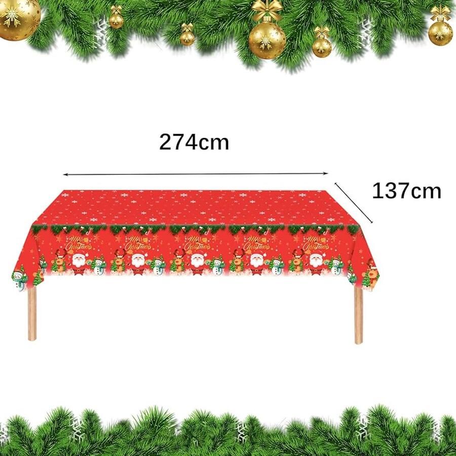 Kerstfeest tafelkleed Rood Kunststof 137 x 274 cm