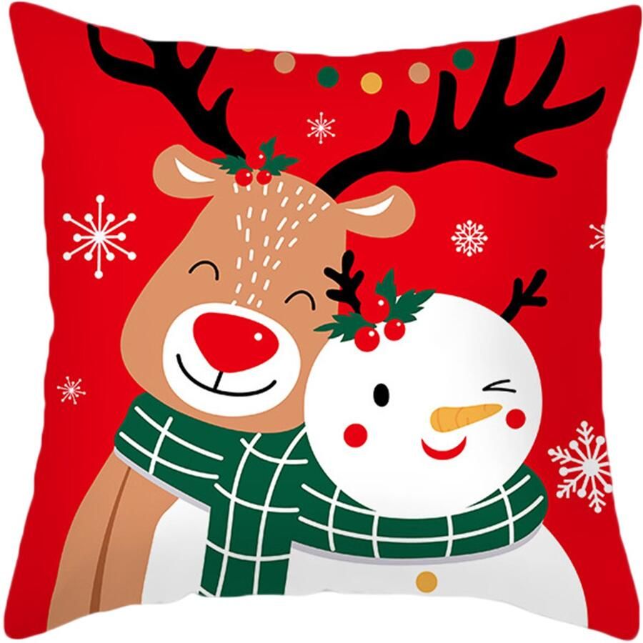 Kerstmis Kussensloop Rode Eland Pluche Kussensloop Comfortabel en Zacht Stijl 6 Voor Bank en Woondecoratie