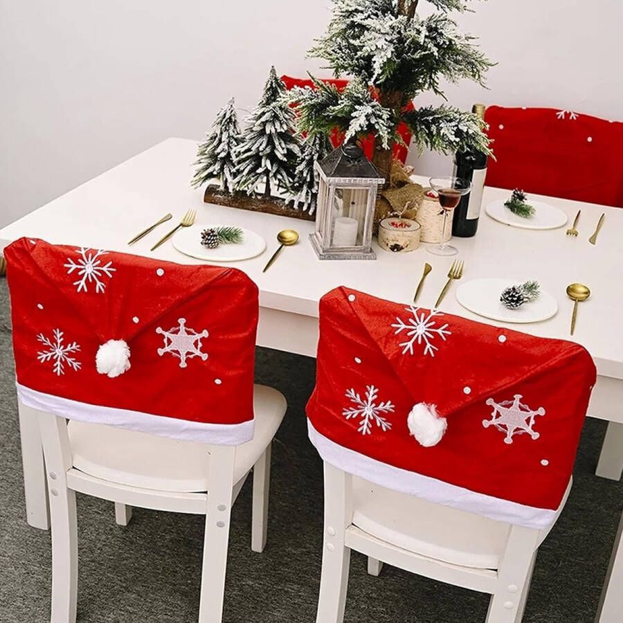 Kerststoelhoezen 6 stuks kerststoelhoezen kerstmutsen stoelrughoezen kerstdecoratie eetkamerstoel beschermhoezen Xmas stoelrughoezen voor Kerstmis eettafel kamerdecoratie