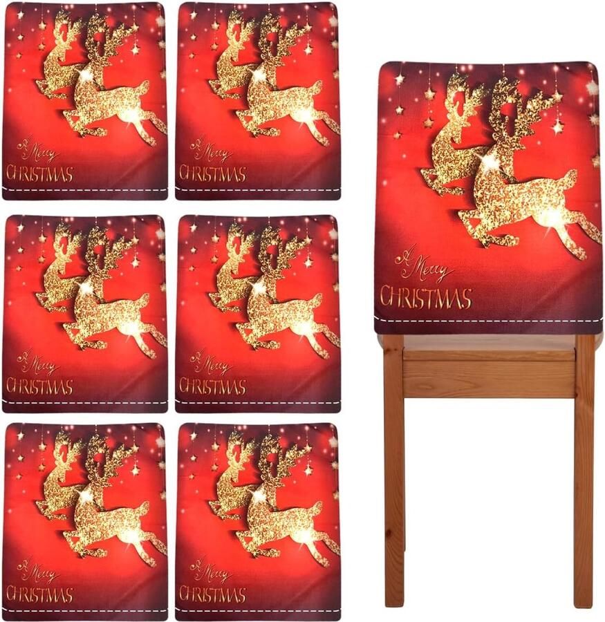 Kerststoelhoezen Kerstdecoraties 6 stuks Linnen 49 cm x 58 cm