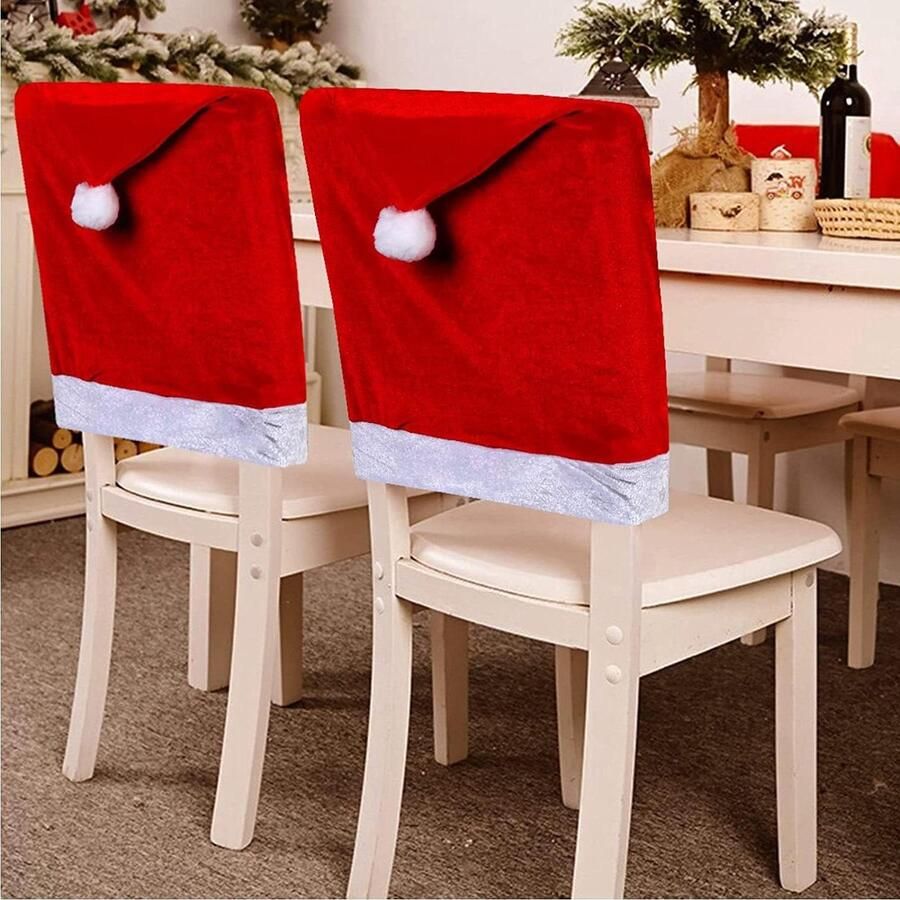 Kerststoelhoezen voor een feestelijke aankleding 12 stuks 50 cm x 60 cm Rood en Wit