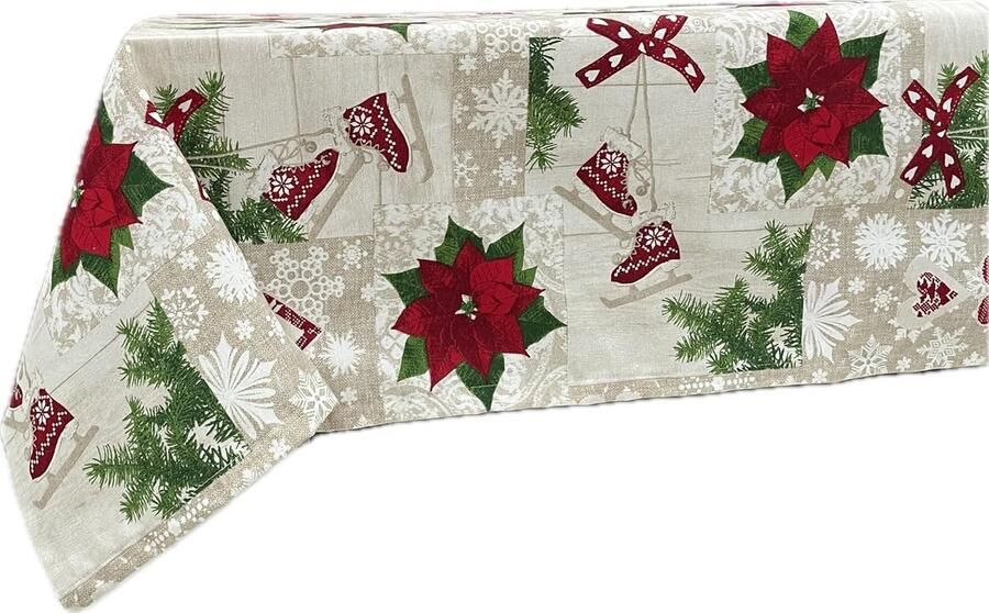 Kersttafelkleed klassiek design 1 stuk 130 x 180 cm katoen polyester