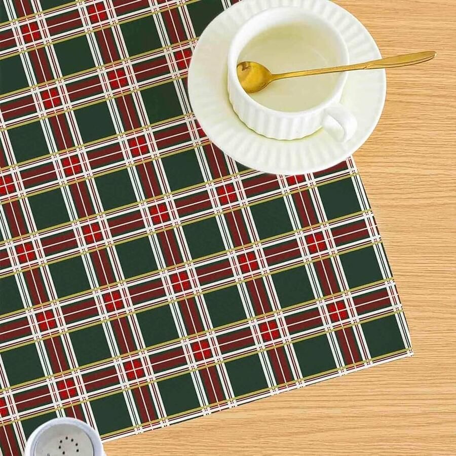 Kersttafelkleed plaid rood modern tafellinnen 1 stuk 85 x 85 cm polyester