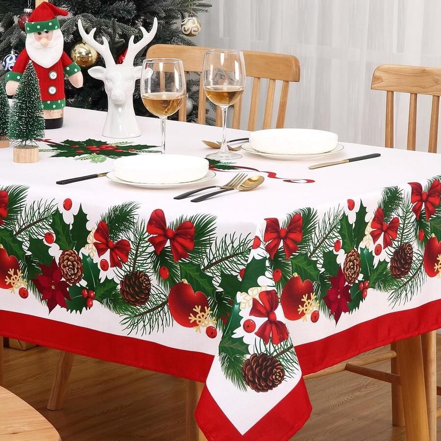 Kersttafelkleed Vlek- en waterbestendig 1 stuk 100% polyester 137 x 274 cm